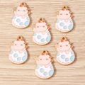 6er-Set süße Emaille-Dinosaurier-Anhänger aus Eierschalen für DIY-Schmuckherstellung - 10er Pack / Schlüpfender Dinosaurier