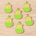 Detail von sechs Corgi-Anhängern mit grünen Hüten für DIY-Schmuck und Schlüsselanhänger - 10er Pack / Hund