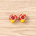 Detailed macro view of 3D pomegranate charms with red crystals for DIY jewelry making - 5 Pieces / Half Pomegranate