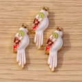 Three pieces of colorful parrot enamel pendants for DIY bracelets and necklaces jewelry - 10 Pieces Pack / White Parrot