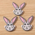 Cartoon bunny pendant with X-eye design for Easter bracelet making and DIY crafts - White Rabbit