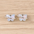 Pendentif papillon raffiné avec strass et finition irisée en métal argenté - Style Papillon Étoile / 5 Pièces / Argent Bleu