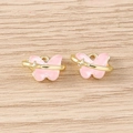 Paire de pendentifs papillons en résine rose avec anneau doré et accent étoilé - Style Papillon Étoile / 5 Pièces / Or Rose