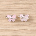 Paire de pendentifs papillon en résine rose avec étoiles argentées pour bijoux DIY - Style Papillon Étoile / 5 Pièces / Rose Argent