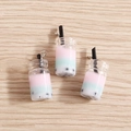 Three mini bubble tea charms with silver hooks on wood background for DIY jewelry crafts - 10 Pieces Pack / Blue Pink
