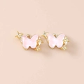 Charmants pendentifs papillon rose clair avec accents dorés et strass pour bijoux DIY - Style Papillon Multi-Étoiles / 5 Pièces / Or Rose