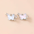 Pendentifs papillons strass exquis en tons rose et bleu pour projets de bijoux DIY - Style Papillon Multi-Étoiles / 5 Pièces / Argent Bleu