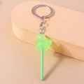 Groene doorschijnende eend lolly sleutelhanger met glitter en zilveren metalen ring - Groene Eend Lolly