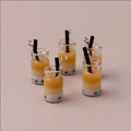 Macro detail of miniature bubble tea pendants with orange resin filling and metal hooks - 10 Pieces Pack / Khaki