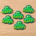 Set of six wooden clover charms featuring the word HAPPY for St. Patrick's Day DIY jewelry - 10 Pieces Pack / HAPPY Shamrock