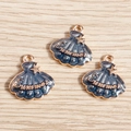 Blaue Emaille-Muschel-Anhänger mit goldenem Stern und Summer-Schriftzug für DIY - Königsblau Sommer Buchstaben Muschel Anhänger (YD525baolan) / 10er Pack / Königsblau