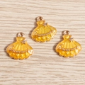 Anhänger für DIY-Schmuck aus gelbem Harz in Muschelform mit Summer-Text und Goldrahmen - Gelb Sommer Buchstaben Muschel Anhänger (YD525huangse) / 10er Pack / Gelb