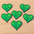 Detail view of heart-shaped wooden shamrock pendants for Saint Patrick Day DIY crafts - 10 Pieces Pack / Shamrock Heart