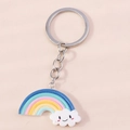 Detailansicht von süßem Regenbogen- und Wolken-Schlüsselanhänger mit Silberring - Ein Wolke Regenbogen Schlüsselanhänger