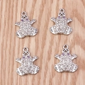 Creative silver frog pendants with sparkling rhinestones for DIY jewelry making - 10 Pieces Pack / Silver