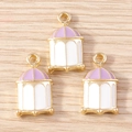Pendentifs cage à oiseaux en alliage avec émail violet pour la création de bijoux DIY - Violet