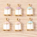 Lot de 6 breloques cage à oiseaux en alliage coloré pour bijoux DIY en rose, violet et bleu - Multicolore