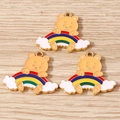 Cute yellow bear on rainbow charms in enamel alloy for DIY jewelry bracelets - 10 Pieces Pack / Yellow Rainbow Bear