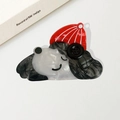 Süße Hunde-Haarklammer aus Acetat mit rotem Hut und Knopfauge für Damen-Frisuren - 8.4cm / Schwarz