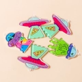 5-pack alien UFO acrylic charms with pizza, mushroom and rainbow patterns for jewelry - Mixed UFO Patterns