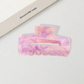 Pinza per capelli quadrata con texture marmorizzata rosa e viola in acetato elegante - Rosa Viola