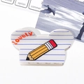Süße Haarklammer in Mäuseform mit blauem Gittermuster und Lovely-Schriftzug - Gestreifter Bleistift 7.2cm
