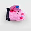 Rosafarbene Haarspange aus Acryl in Hundeform mit niedlichem Cartoon-Gesicht - 7cm / Rosa Hund