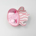 Lindo clip de pelo con forma de medusa en acrílico con patrón de mármol rosa y blanco - 7.5cm / Estilo Medusa
