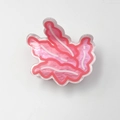 Pinza para el pelo de acrílico rosa con patrón de algas pintado a mano y acabado de mármol - 7cm / Forma de Alga Marina