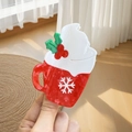 Christmas coffee cup hair claw clip with white cream and snowflake detail in hand - Christmas Snowflake Cup