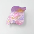 Pinza de pelo de acrílico con patrón de mármol colorido en púrpura rosa y amarillo - 7cm / Estilo Concha