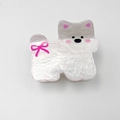 Pinza para el pelo de perro blanco en acrílico con lazo rosa y acabado nacarado suave - 7.3cm / Estilo Perro
