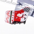 Pince à cheveux de Noël avec motif Père Noël mignon en finition résine rouge et blanche - Chaussette Père Noël (Style A-7.5CM)