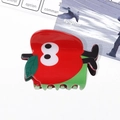 Pince à cheveux pomme rouge mignonne avec feuille verte et yeux cartoon - Pomme Rouge Dessin Animé Gros Yeux (Style C-7.5CM)