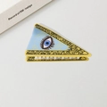 Pinza per capelli Evil Eye in PVC blu con bordo giallo e motivi esotici da donna - 9cm / Giallo Blu