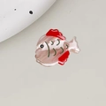 Pince à cheveux en forme de poisson en acétate rose avec détails de nageoires rouges - Poisson Rose Rouge 3.5cm