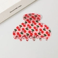Pinza para el pelo rosa de acrílico con estampado de cerezas y dientes para mujer - 7cm / Rosa Claro