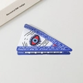 Navy blue devil eye triangle hair claw clip with vintage pattern and acetate finish - 9cm / Blue & White