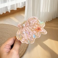 Pink acetate shell hair claw clip with pearl and starfish decoration for women - Small / Pink