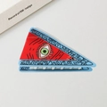 Blue and red triangle PVC claw clip featuring a realistic green evil eye design - 9cm / Navy Blue and Red