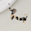 Graziosa clip per capelli in acetato a forma di bassotto con strass e motivo marmorizzato - 8.3cm / Bassotto Tartarugato (DZ0278)