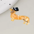 Molletta per capelli bassotto in acetato ambrato con cappello nero e cristalli lucenti - 8.3cm / Bassotto Giallo (DZ0278)