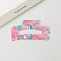 Elegante pinza per capelli rettangolare grande con trama a mosaico rosa e blu - Azzurro