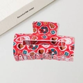 Red Christmas hair claw clip with colorful Santa Claus and reindeer patterns - 8.3cm / Red Style A (DZ0253)