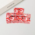 Red Christmas hair claw clip with snowman and Santa prints for holiday hair styling - 8.3cm / Red Style B (DZ0253)