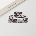 Elegant large rectangle hair claw clip with black and white marble ink texture pattern - 9.8CM / Black & White