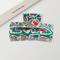 Green Christmas themed hair claw clip with festive gingerbread man and berry patterns - 8.3cm / Green (DZ0253)