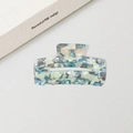 Elegant large blue marble patterned cellulose acetate hair claw clip for women - 9.8CM / Green