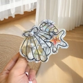 Ocean series hair claw clip featuring seashell and starfish with pearl accents - Small / Black and White