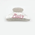 Elegant marble white acetate hair claw clip featuring pink rhinestone Baby lettering - Large / White Letter Style (DZ0280)